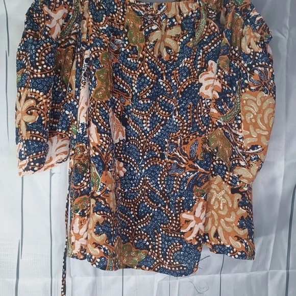 Madewell 100% silk cropped off the shoulder boho top - Picture 7 of 10